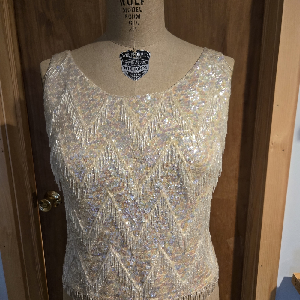 VINTAGE Sequin And Beaded Sleeveless Top